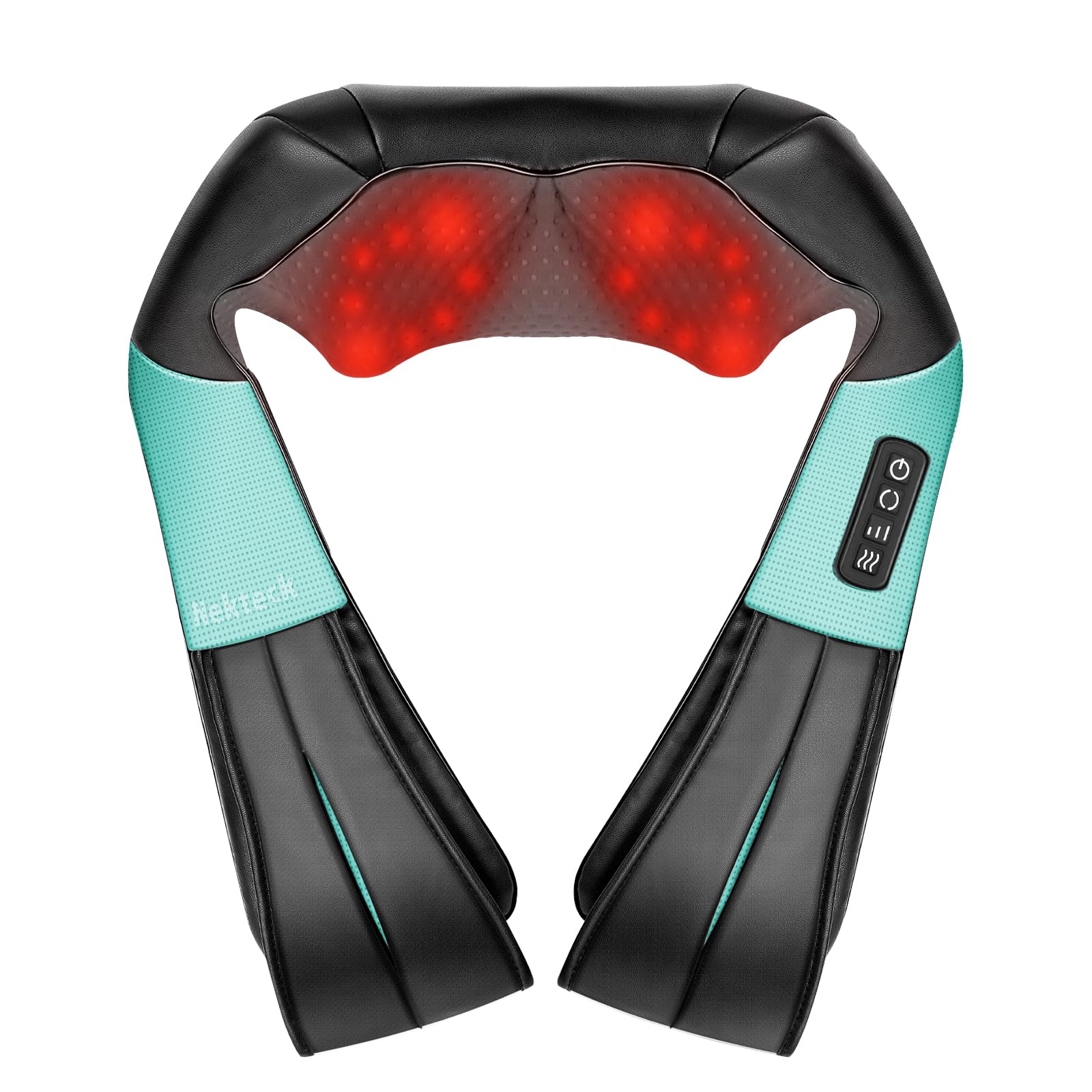 Nekteck Shiatsu Neck Massager for Pain Relief Deep Tissue with Heat, 3D Kneading Massage Pillow Back Shoulder Massagerfor Body Muscle, Plug-in Use for Home Office Car, Gifts for Mom Dad Him Her