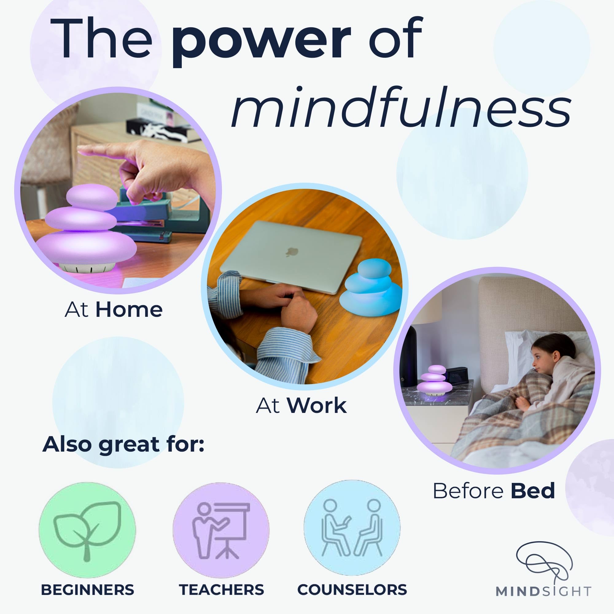 Mindsight 'Breathing Buddha' Guided Visual Meditation Tool for Mindfulness | Slow Your Breathing & Calm Your Mind for Stress & Anxiety Relief | Perfect for Adults & Kids | Relaxing Self Care Gift