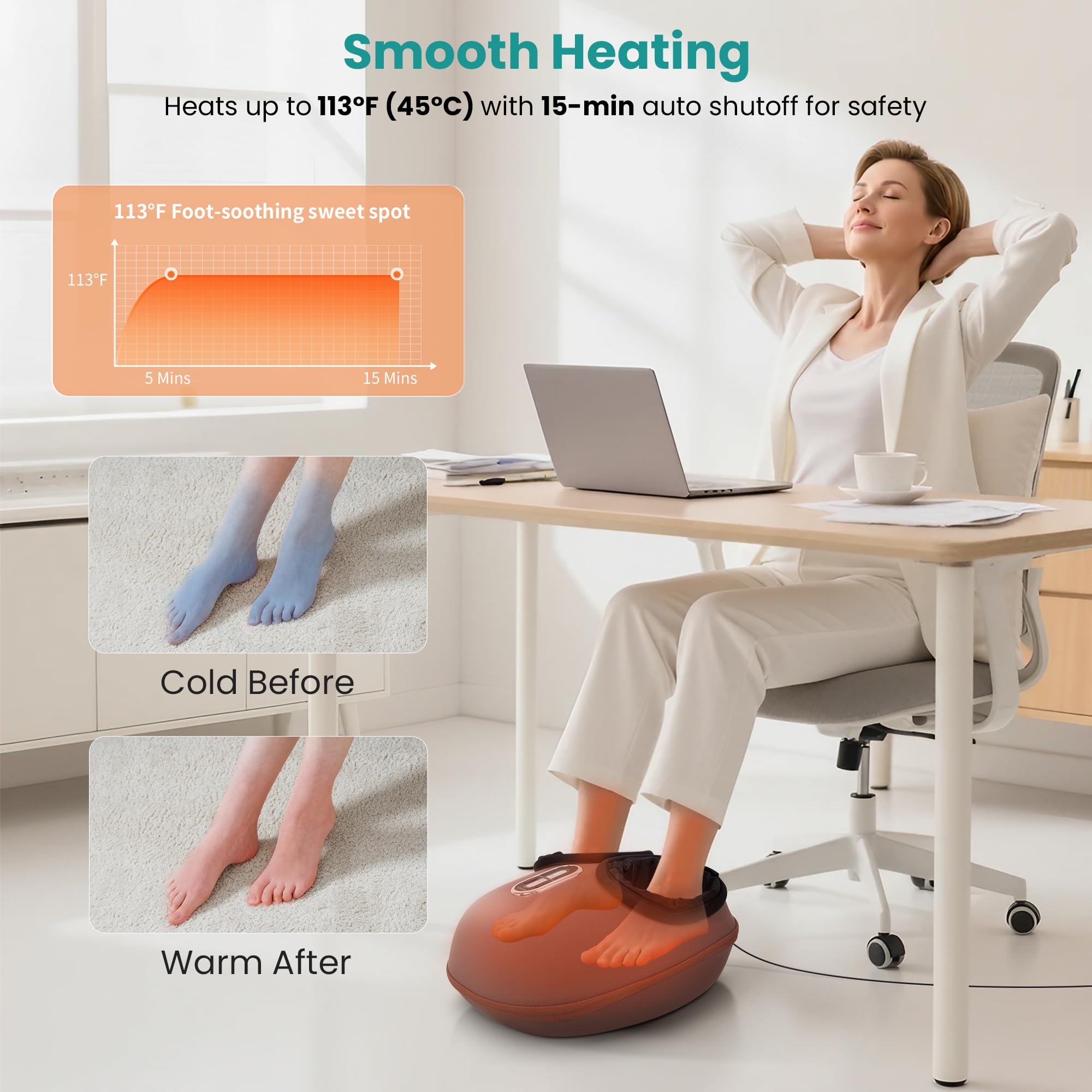 Nekteck Shiatsu Foot Massager with Heat, FSA Eligible Deep Kneading Therapy Air Compression, HSA Feet Massage Improve Blood Circulation Foot Wellness Soothing Pain Relief, Relax for Home Office Use