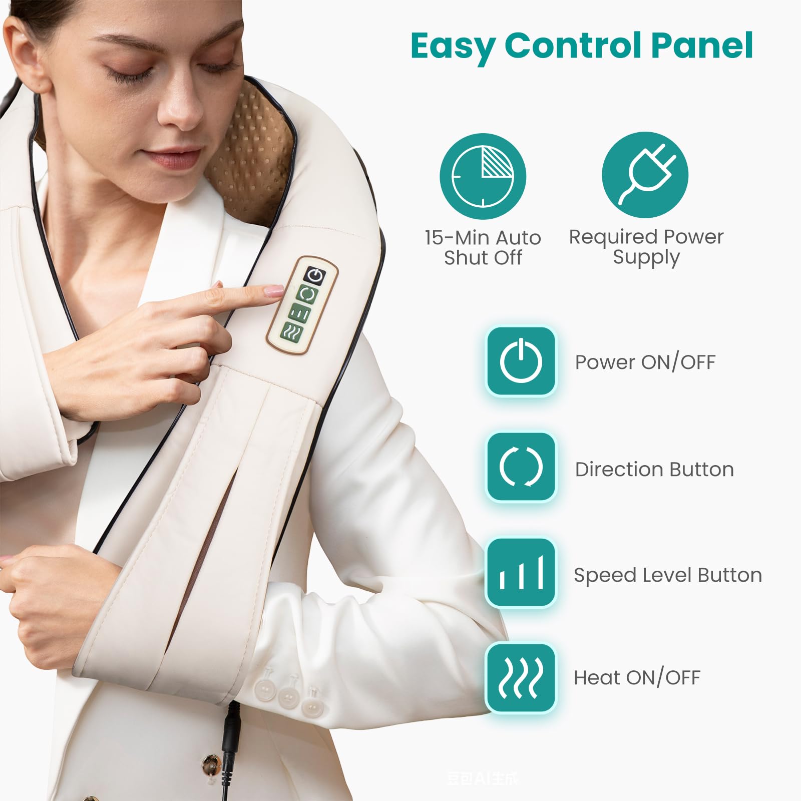 Nekteck Shiatsu Neck Massager for Pain Relief Deep Tissue with Heat, 3D Kneading Massage Pillow Back Shoulder Massagerfor Body Muscle, Plug-in Use for Home Office Car, Gifts for Mom Dad Him Her