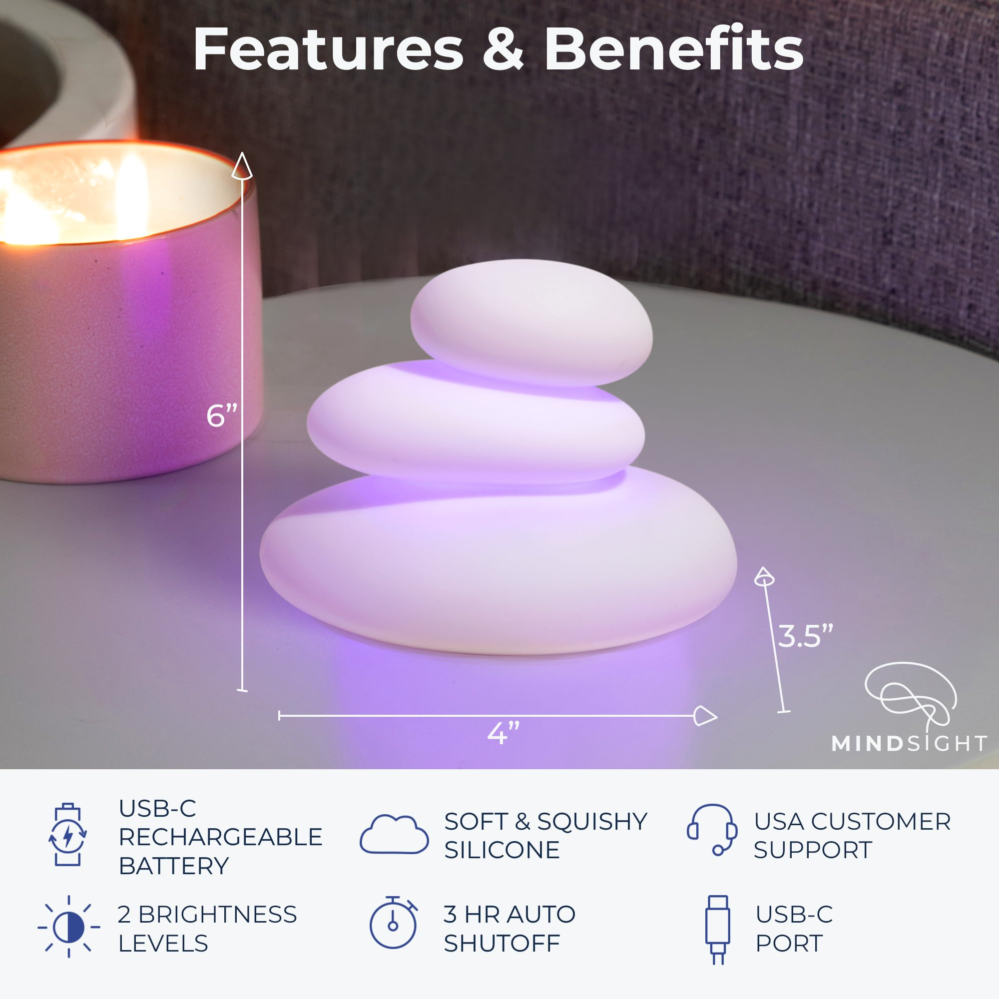 Mindsight 'Breathing Buddha' Guided Visual Meditation Tool for Mindfulness | Slow Your Breathing & Calm Your Mind for Stress & Anxiety Relief | Perfect for Adults & Kids | Relaxing Self Care Gift