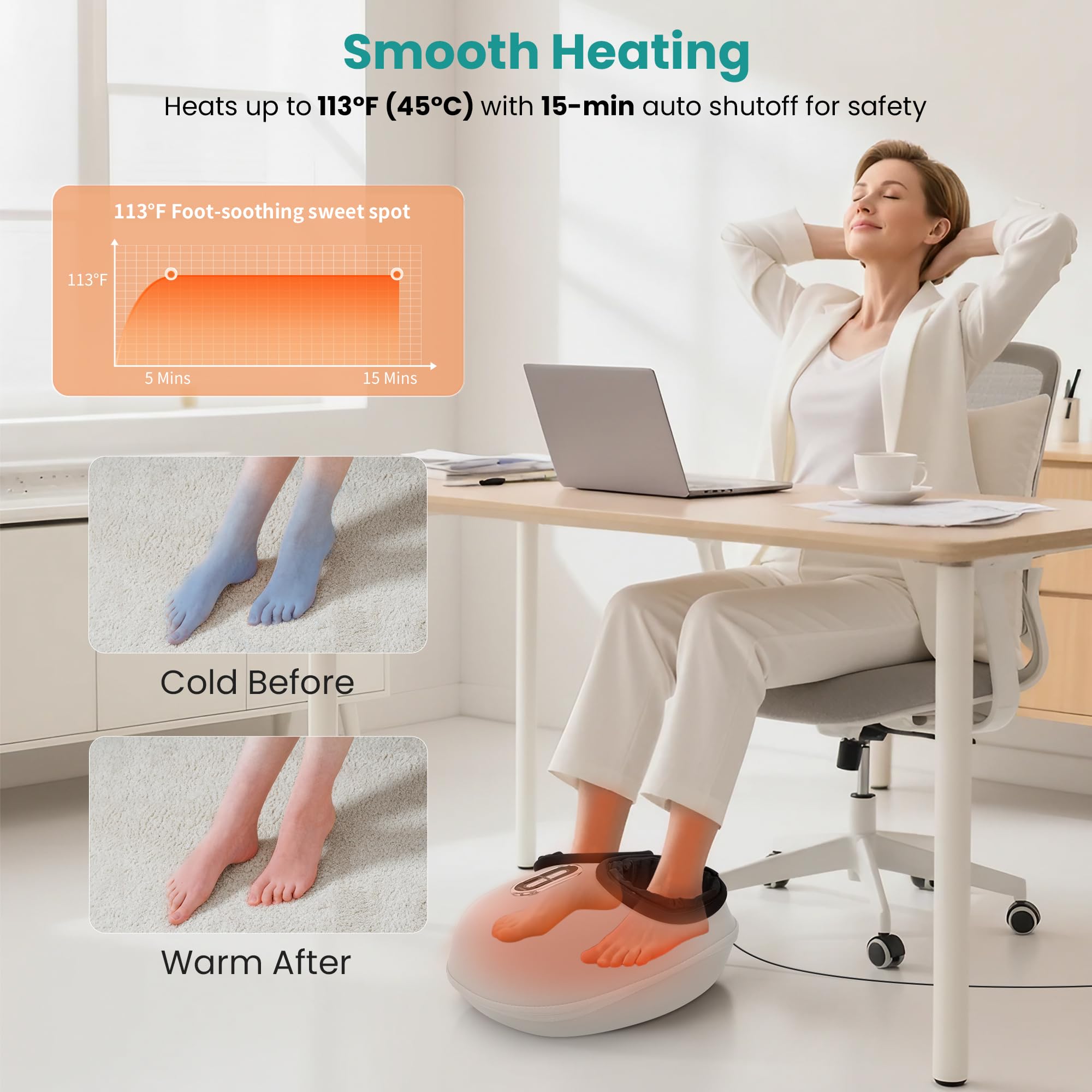 Nekteck Shiatsu Foot Massager with Heat, FSA Eligible Deep Kneading Therapy Air Compression, HSA Feet Massage Improve Blood Circulation Foot Wellness Soothing Pain Relief, Relax for Home Office Use