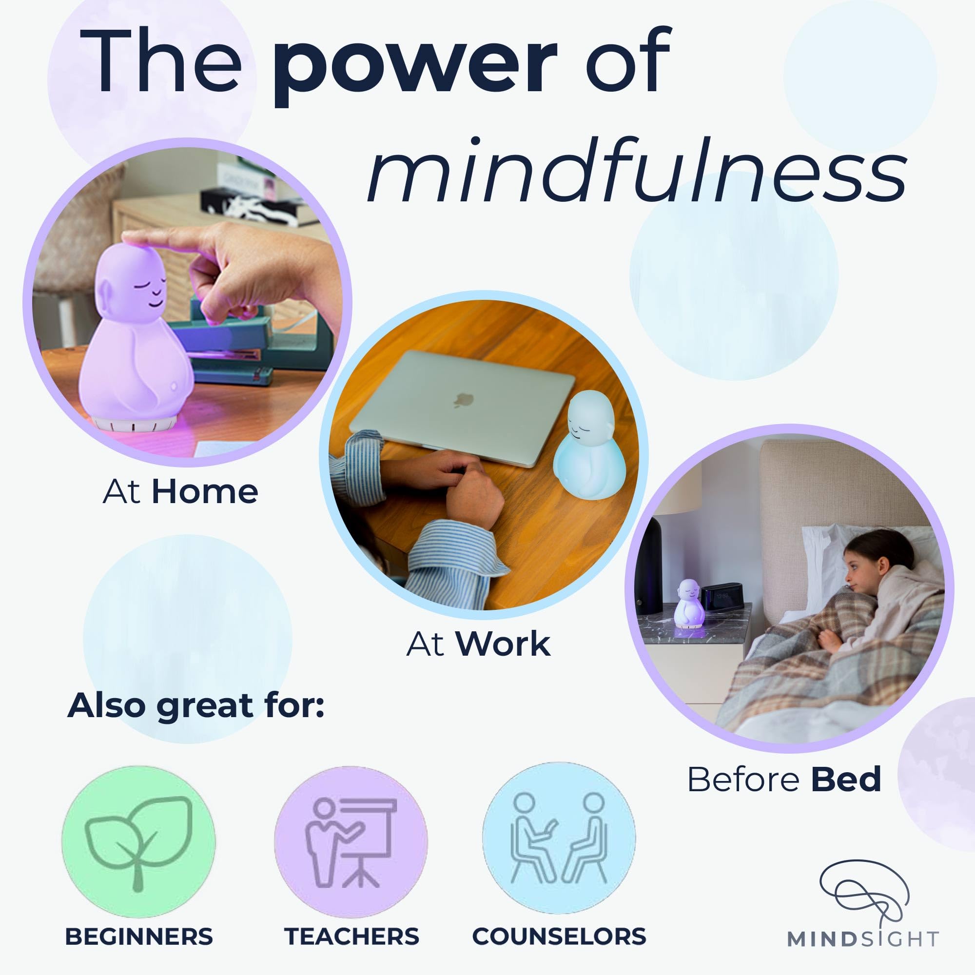 Mindsight 'Breathing Buddha' Guided Visual Meditation Tool for Mindfulness | Slow Your Breathing & Calm Your Mind for Stress & Anxiety Relief | Perfect for Adults & Kids | Relaxing Self Care Gift