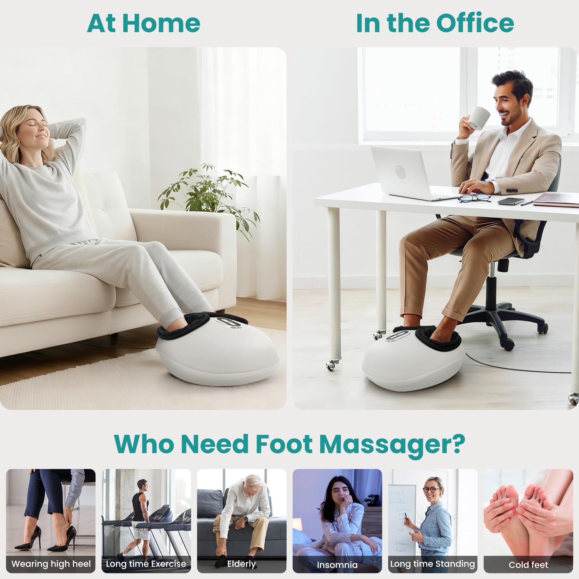 Nekteck Shiatsu Foot Massager with Heat, FSA Eligible Deep Kneading Therapy Air Compression, HSA Feet Massage Improve Blood Circulation Foot Wellness Soothing Pain Relief, Relax for Home Office Use