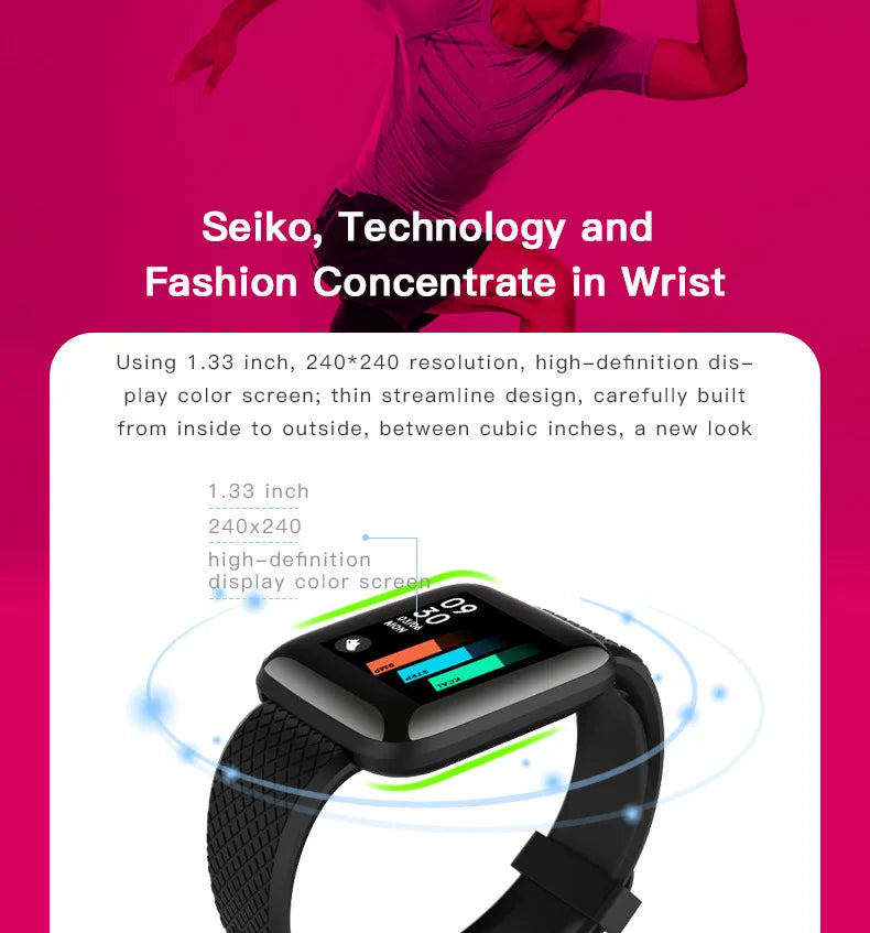 Smart Fitness Tracker Bracelet with Color Screen Health Reminders Exercise Step Counting Intelligent Information Notifications
