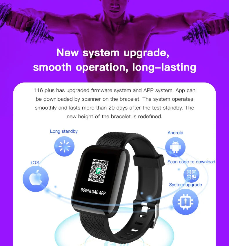 Smart Fitness Tracker Bracelet with Color Screen Health Reminders Exercise Step Counting Intelligent Information Notifications